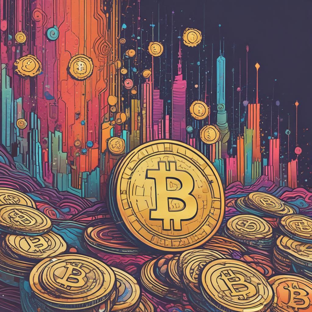 An illustration of Dollar-Cost Averaging (DCA) showing small Bitcoin icons consistently accumulating into a large, growing stack, symbolizing steady investment growth despite market fluctuations.