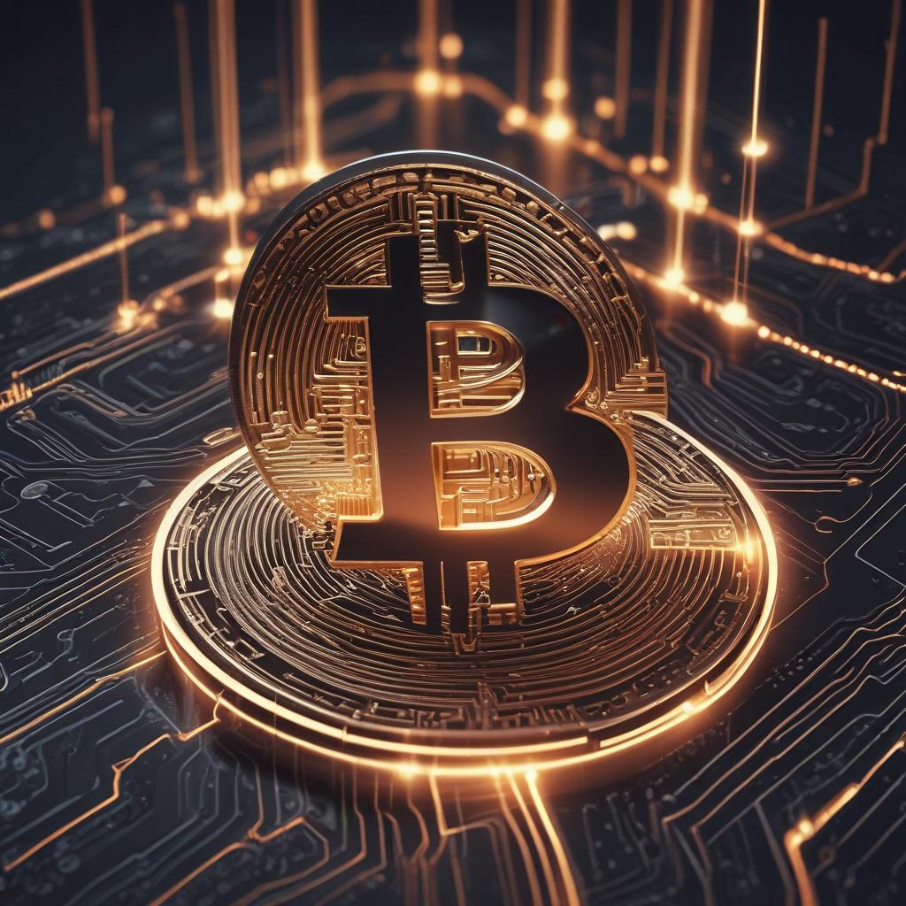 Abstract digital art showing glowing Bitcoin symbols representing wealth accumulation and growth.