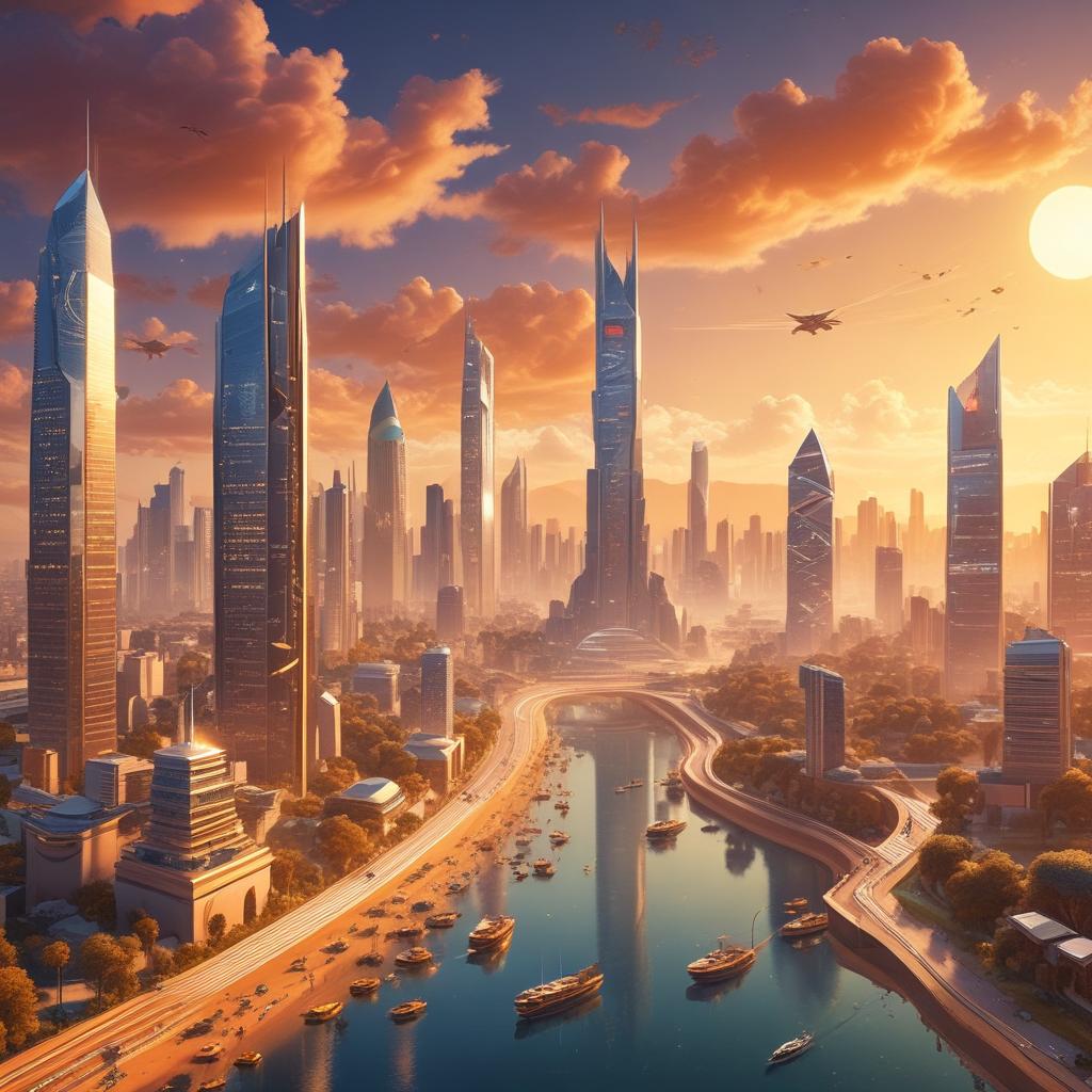 Futuristic city showcasing crypto prosperity and golden opportunities, reflecting a successful and thriving future in 2026 driven by cryptocurrency.