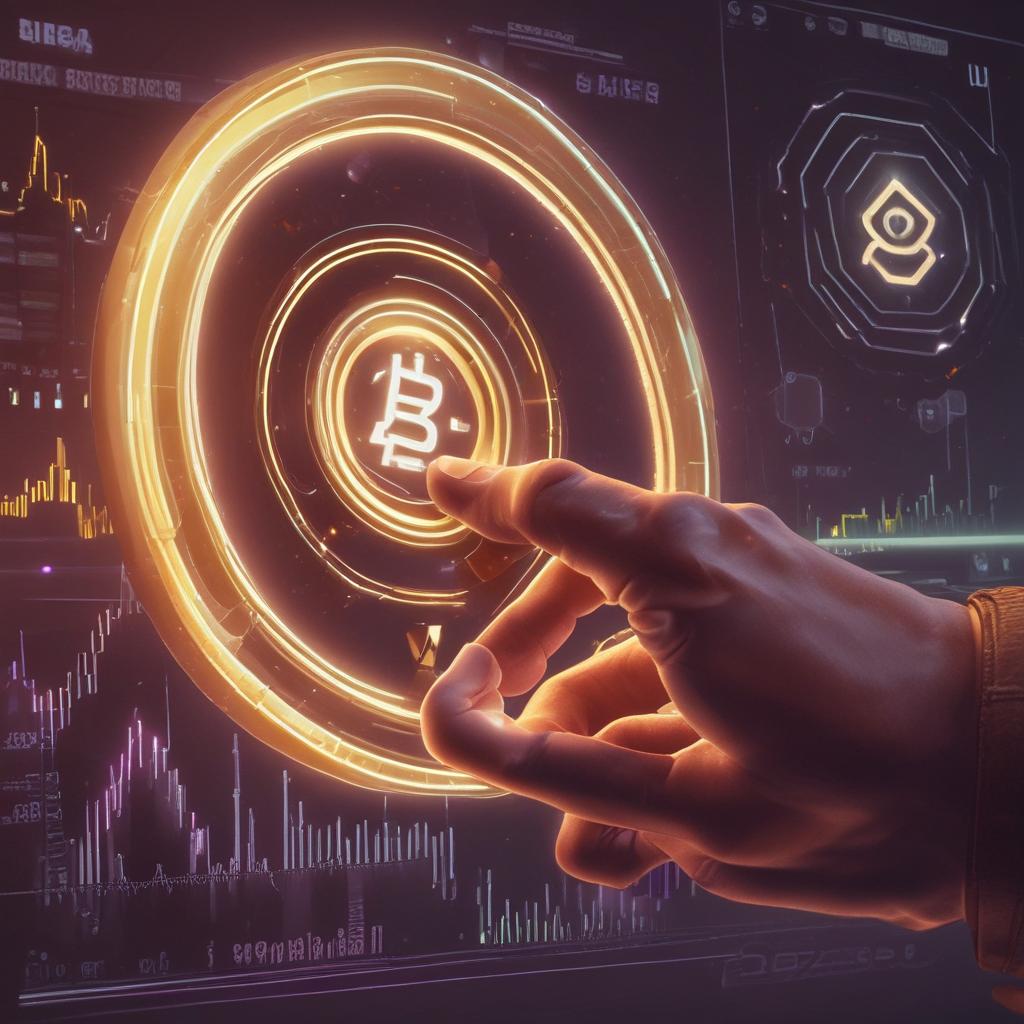 A hand activating an 'ACTIVATE ALPHA' button, surrounded by rapidly increasing crypto charts, signifying immediate profit boost.