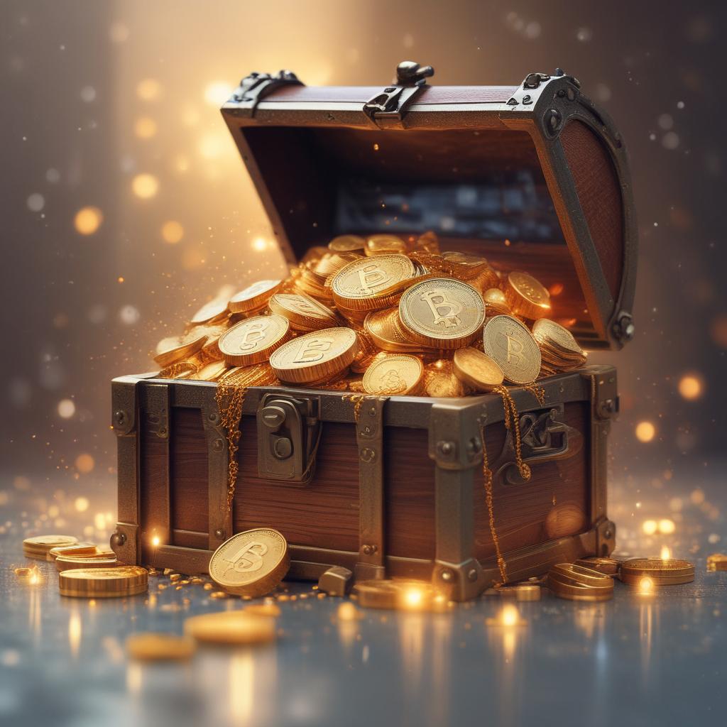 A treasure chest representing lucrative crypto exchange rewards and bonuses.