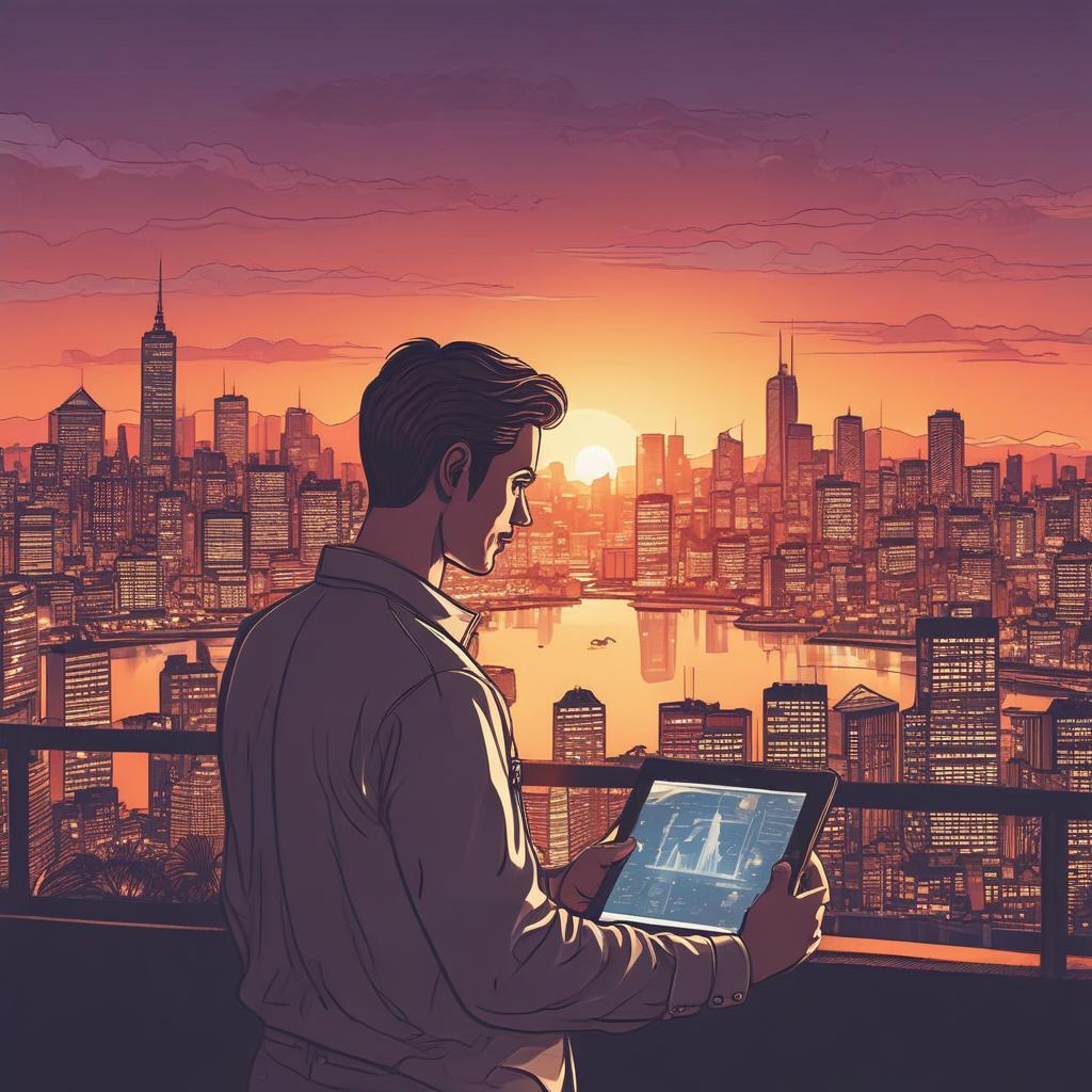 Person looking confidently at a Bitcoin price chart on a tablet, symbolizing financial peace and success through smart long-term investment.