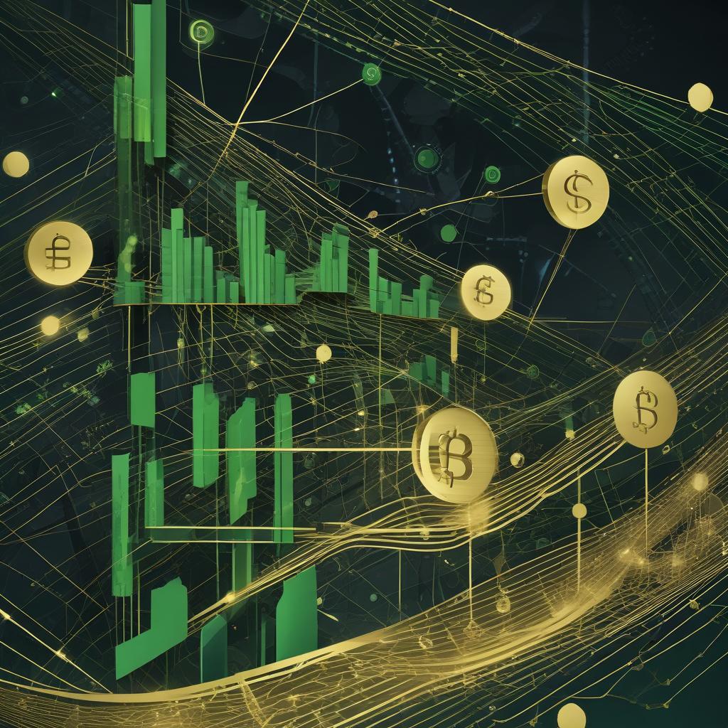 Abstract graphic showing upward-trending financial growth lines and crypto symbols, representing compounded returns and profit maximization.