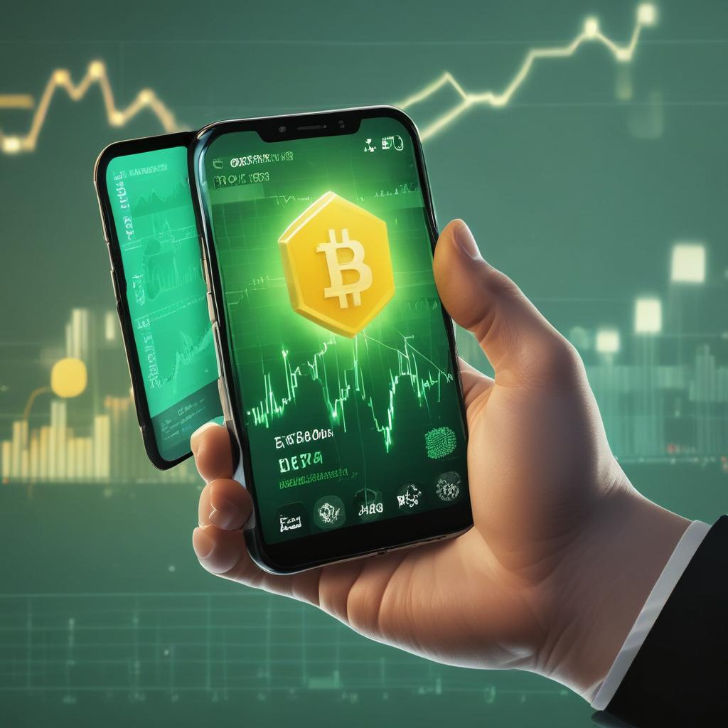Hand holding a phone with Binance charts, reaching for a 'Profit Boost' key.