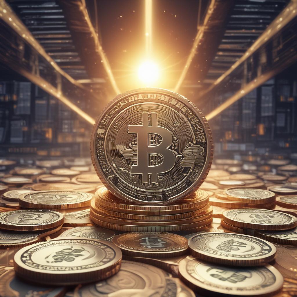 US dollar bills turning into digital USDC coins, representing stablecoin earnings and growth.
