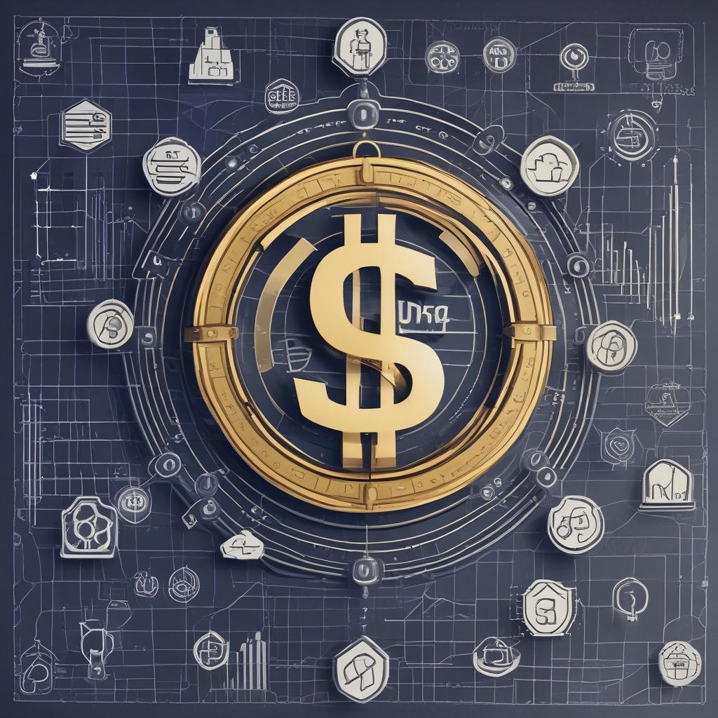 USDC dollar sign with financial charts and lock symbols, representing secure and stable crypto earnings.