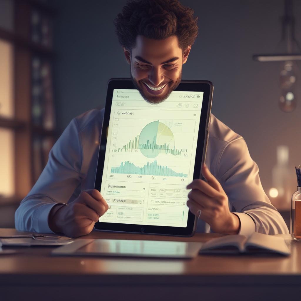 User confidently checking crypto earnings on Binance with a tablet.